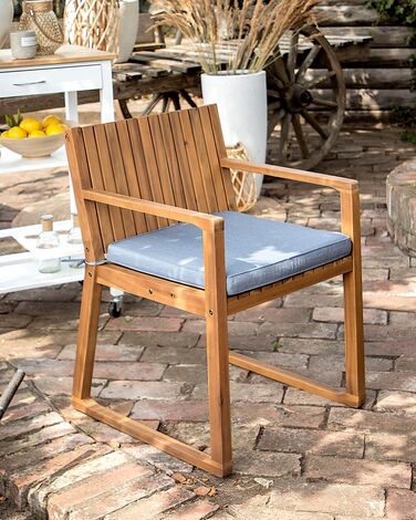 Acacia Wood Garden Dining Chair with Blue Cushion SASSARI