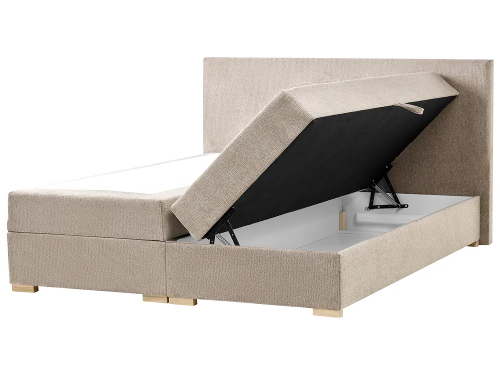 Divan Bed with Storage MAJOR Fabric Taupe 180 x 200 cm (EU Super King)