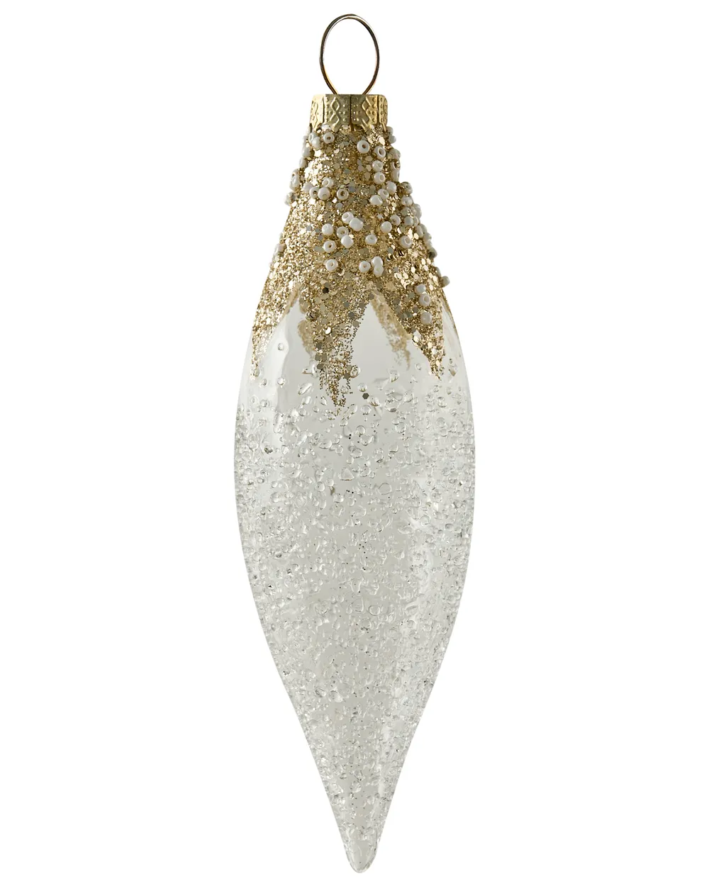 Set of 25 Baubles ICICLE Glass Transparent/ Gold_1028440