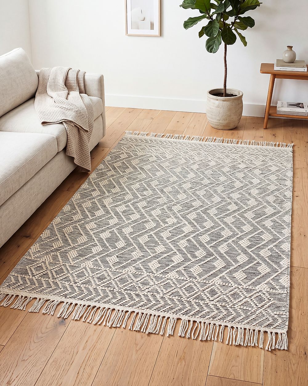 Vloerkleed KAVAK Zwart 160 x 230 cm Wol