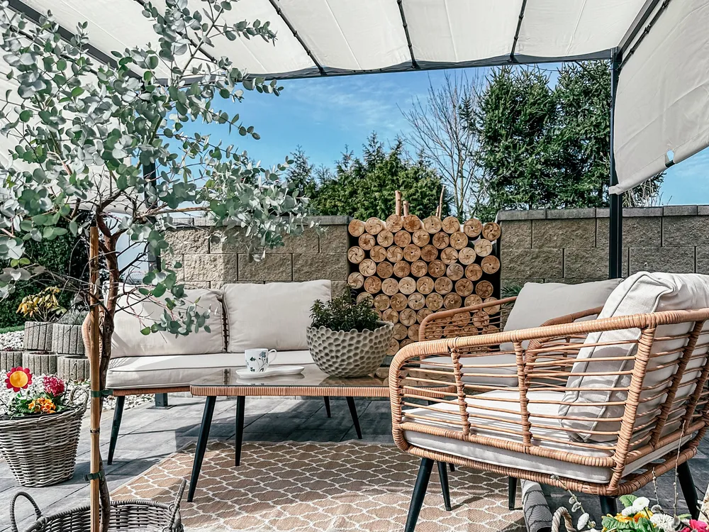 Gazebo LED PARGA 310 cm 310 cm Metallo Beige_862167