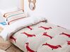 Kinderdecke aus Baumwolle mit Hundemotiv beige/rot 130 x 170 cm REERH_905347