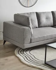 Corner Sofa 3 Seater YURI Faux Linen Grey Left Hand_1021554