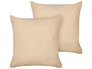 Zestaw 2 poduszek dekoracyjnych LEUZEA 45 x 45 cm Boucle Beżowy Jednolity_1183125