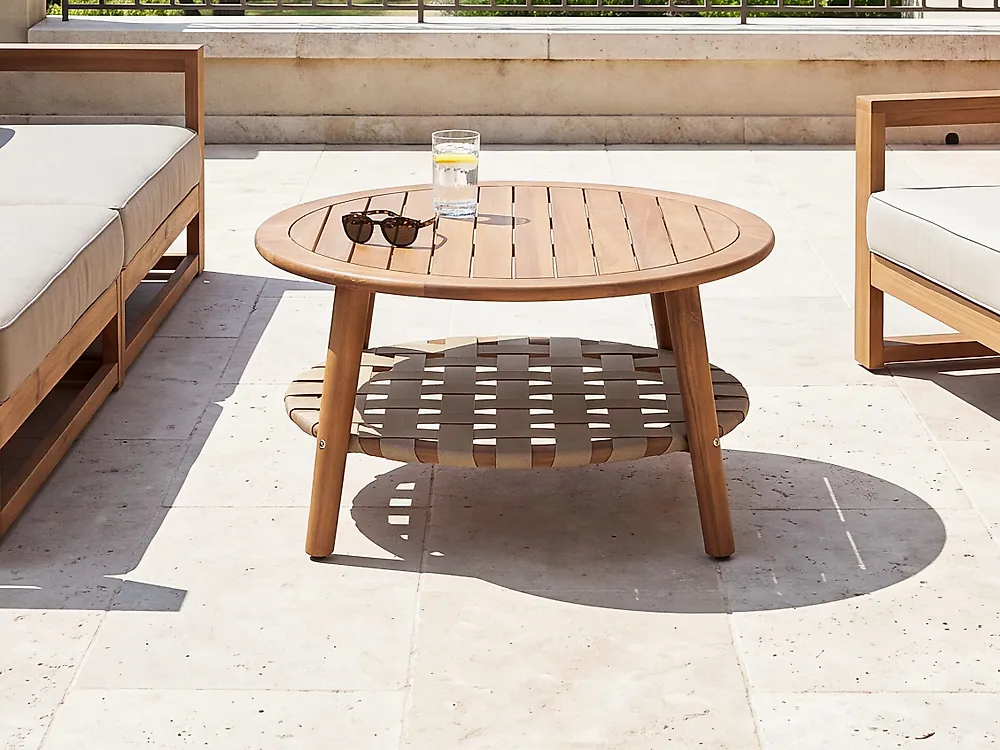 Garden Coffee Table MILZANO 80 cm 80 cm Acacia Wood Brown_1182814