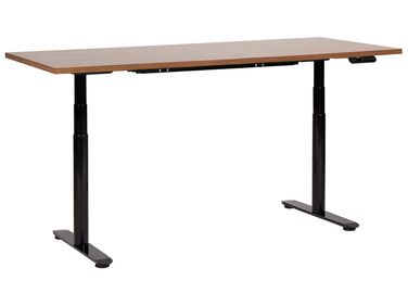 Elektricky nastaviteľný písací stôl 180 x 80 cm tmavé drevo/čierna DESTINAS