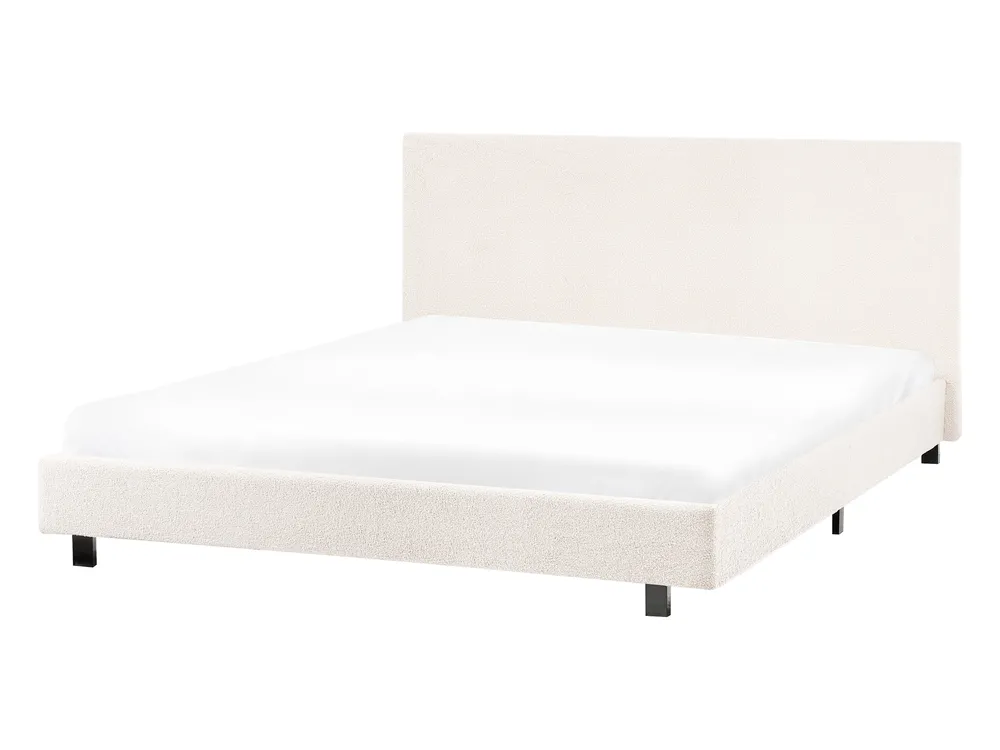 Bed Boucle ALBI 140 x 200 cm (EU Double) Off-White_981888