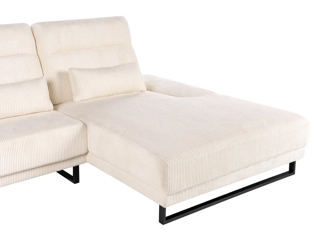 Corner Sofa 4 Seater IKAST Corduroy Beige Left Hand_959912