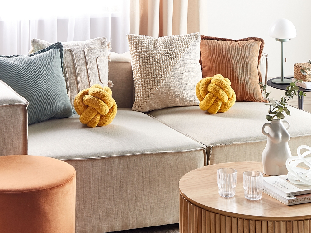 Boucle Knot Cushion 19 x 19 cm Yellow MALNI Beliani