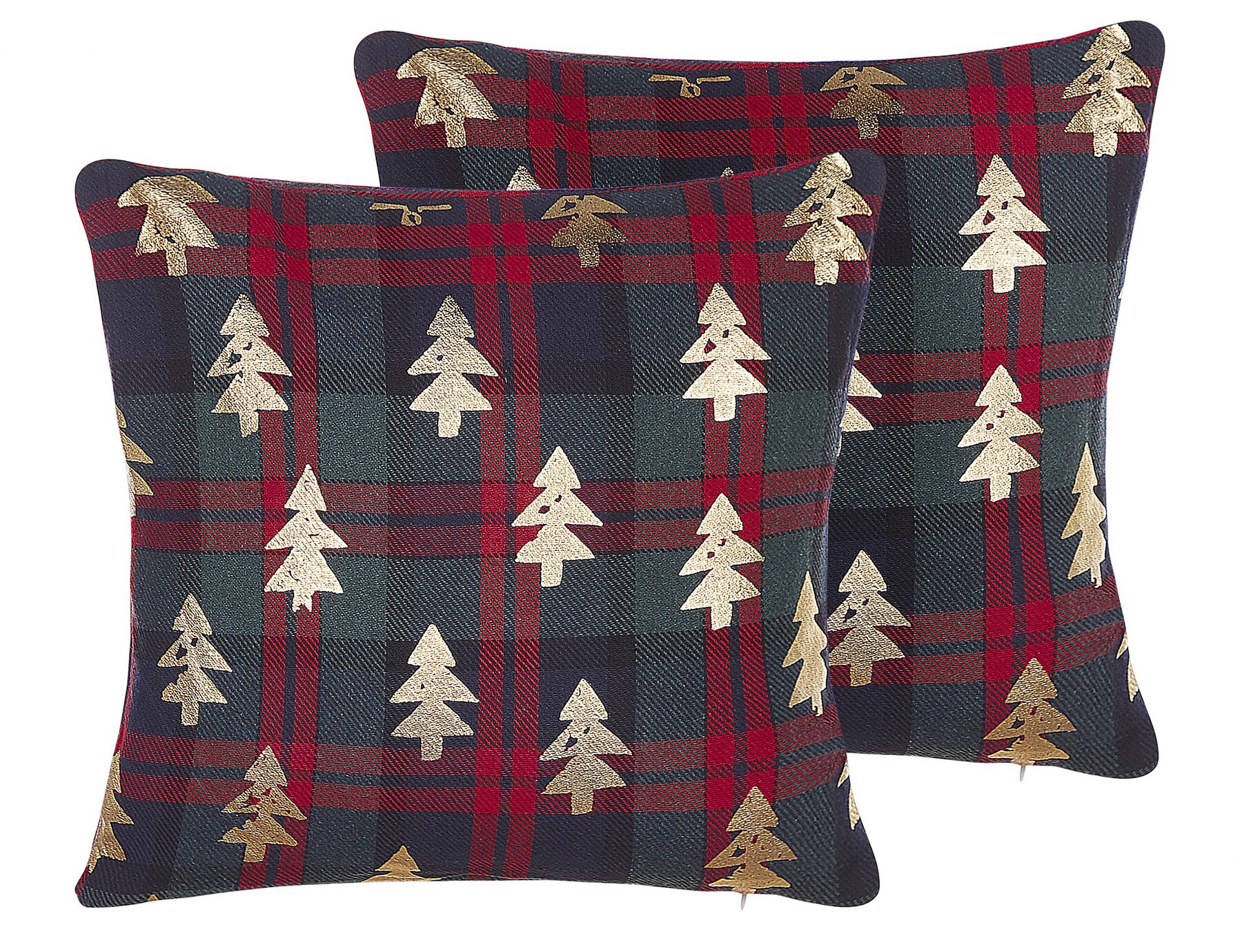 Set di 2 cuscini decorativi con alberi di Natale 45 x 45 cm verde e rosso CUPID_814129