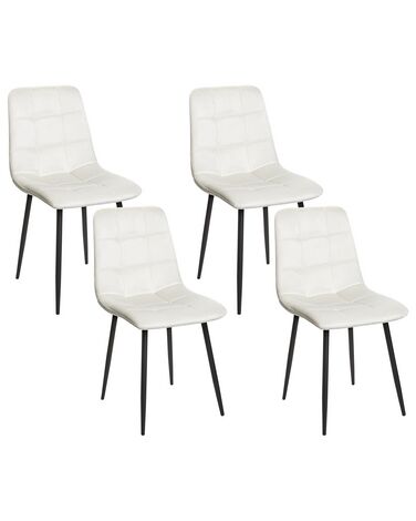 Lot de 4 chaises de salle à manger en velours blanc cassé POWELL