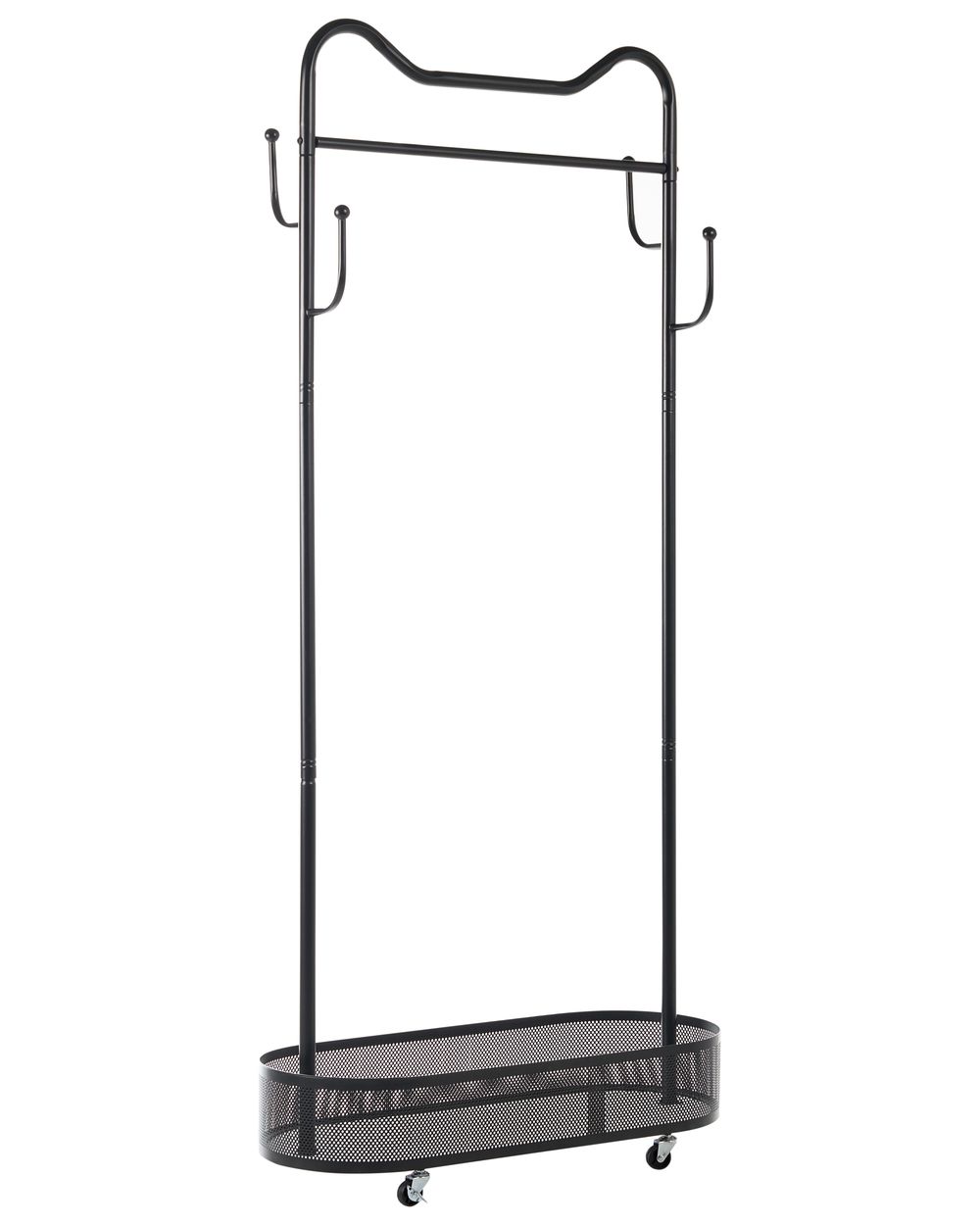 Coat Stand ROUSSILION with Shelf with Wheels Black