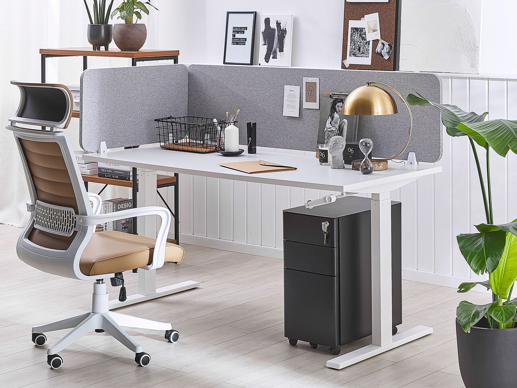 Desk Screen 130 x 40 cm Light Grey WALLY_800640