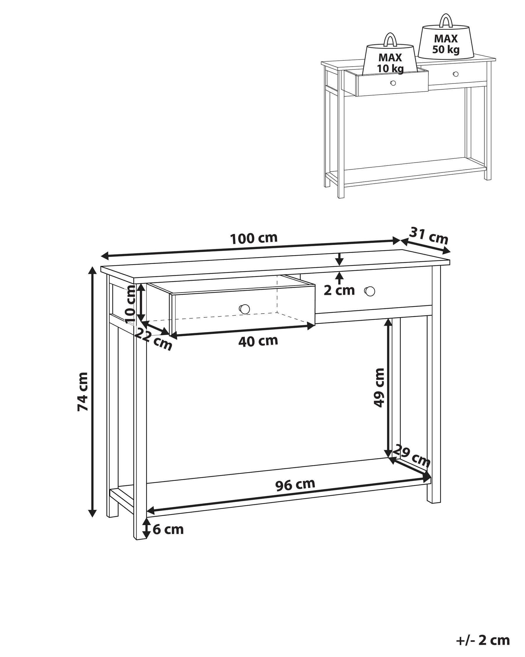 2 Drawer Console Table 100 cm Light Wood SALTON_941325 2 Drawer Console Table 100 cm Light Wood SALTON_941325