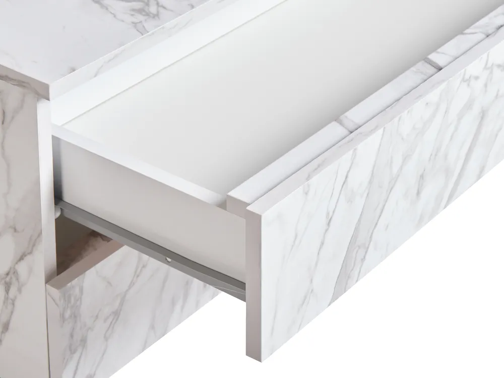 Armadietto da bagno TERESINA con ruote 80 cm Marmo bianco_983998