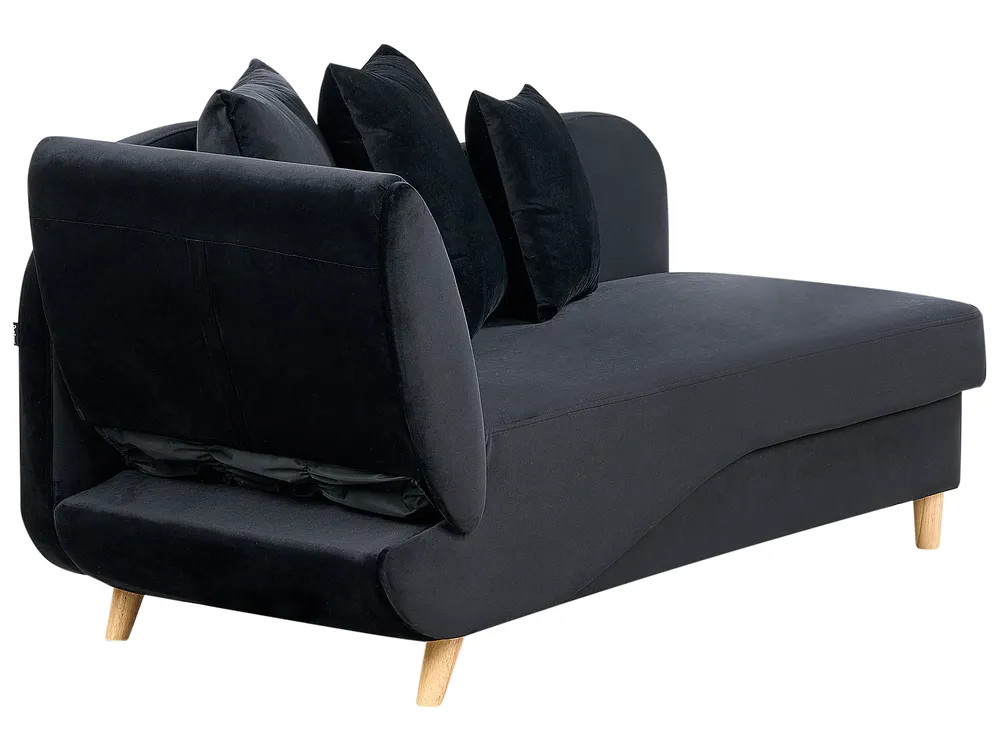 Left-Hand Chaise Longue MERI with Storage Velvet Black_914235