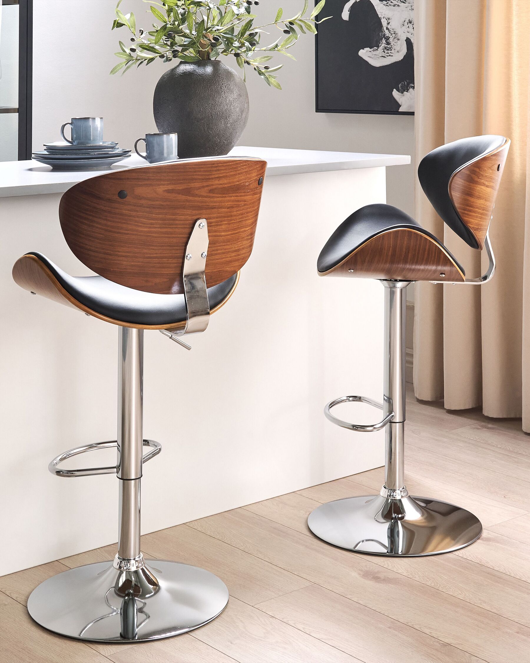 Faux Leather Swivel Bar Stool Black ROTTERDAM_732763