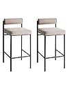 Set of 2 Bar Chairs AMAYA Fabric Taupe
