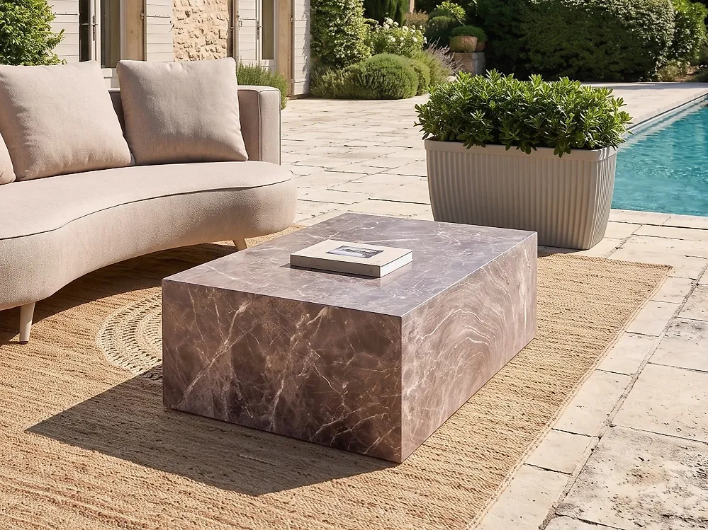 Couchtisch NOBRES 90 cm 66 cm Brauner Marmor