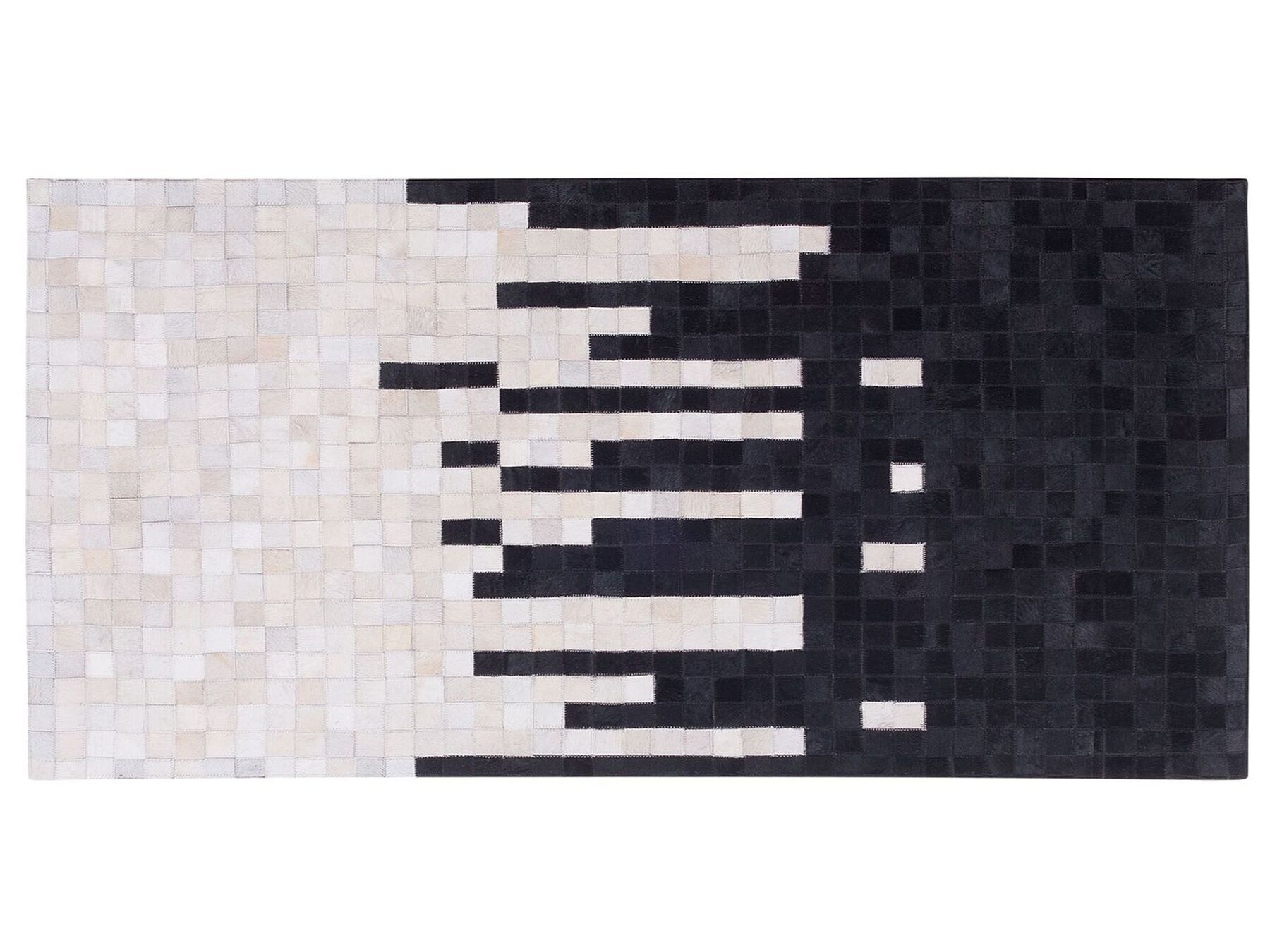 Kožený koberec 80 x 150 cm čierna/biela BOLU_212407