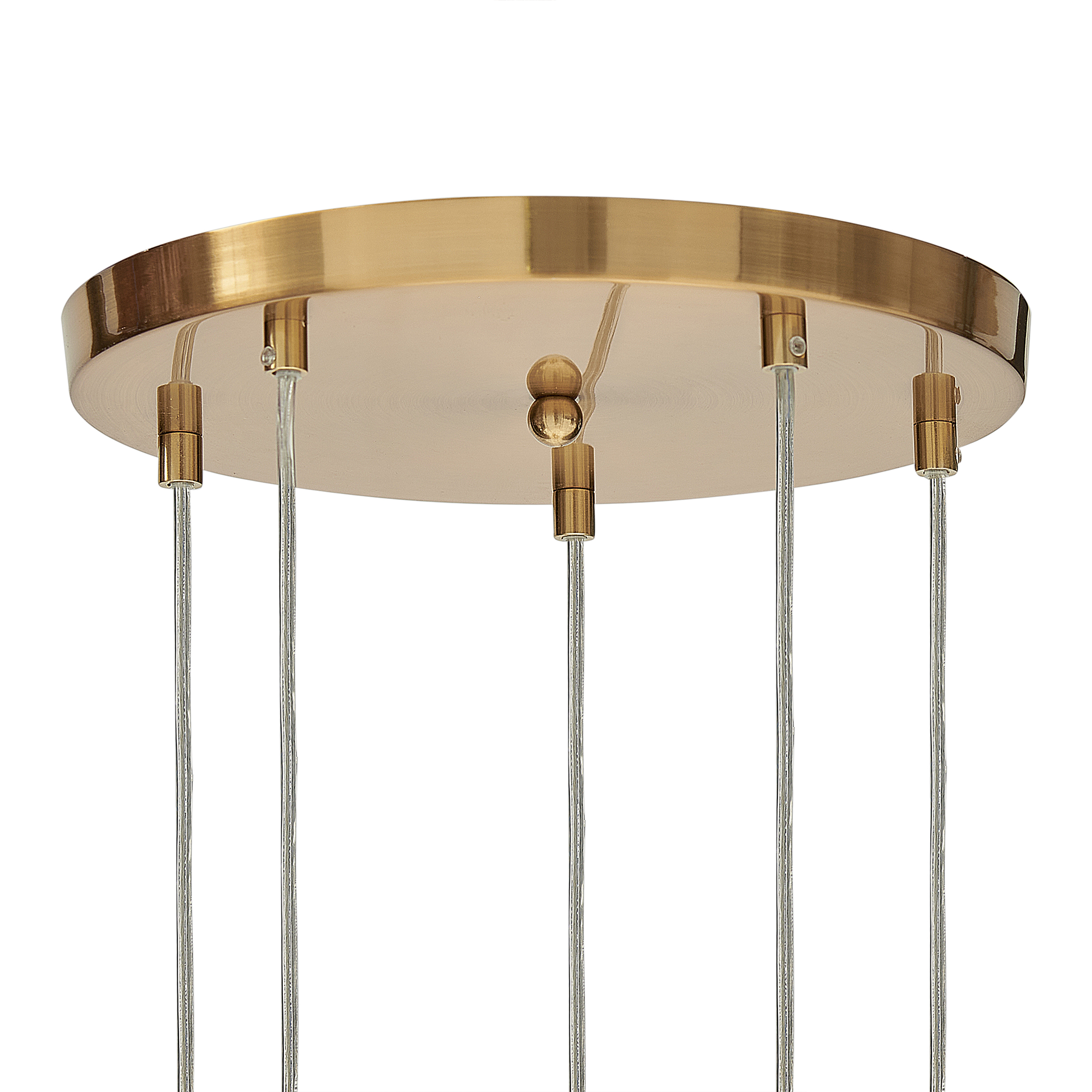 5 Light Glass Pendant Lamp Transparent and Brass RALFES_868617