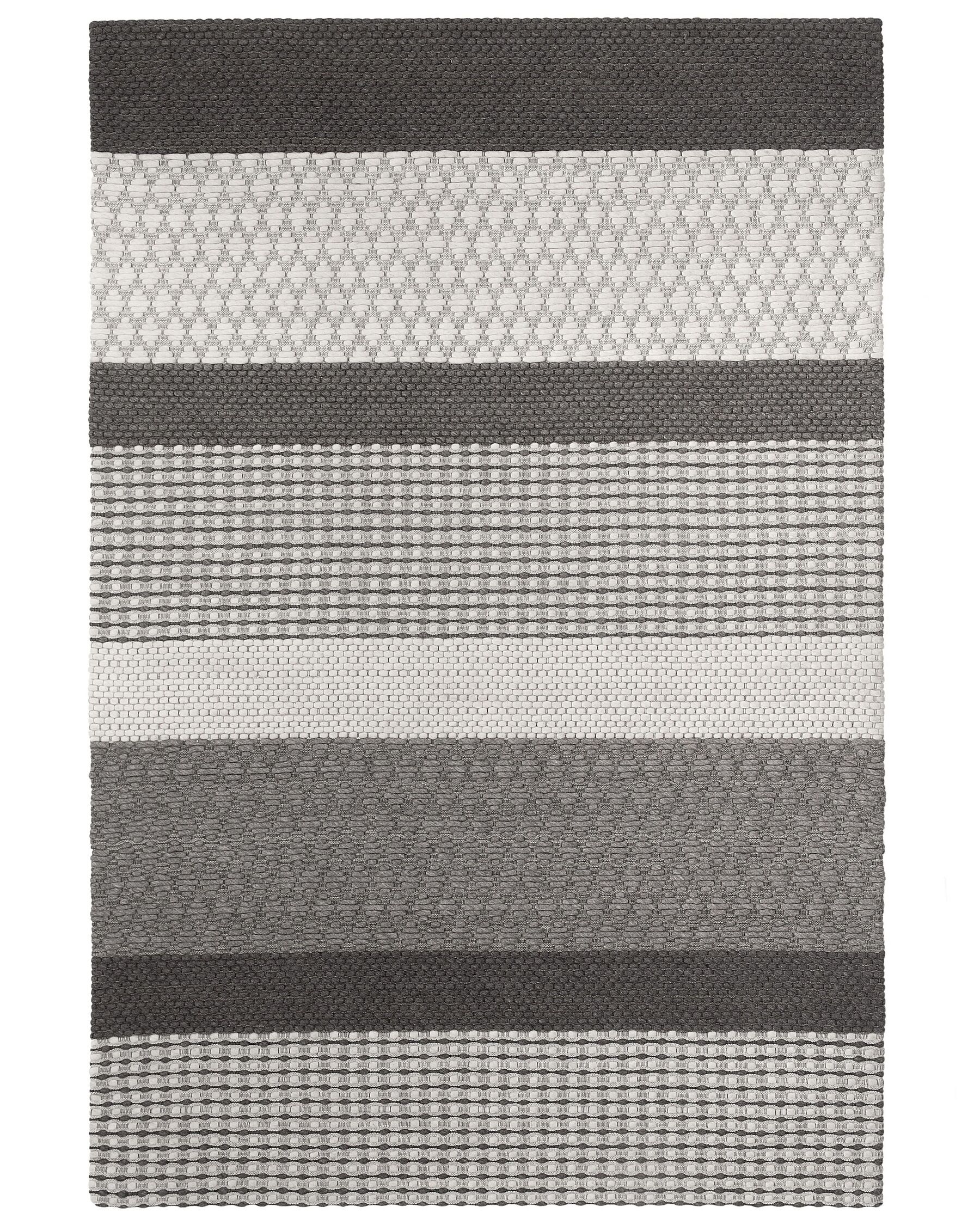 Teppich Wolle grau 140 x 200 cm Streifenmuster Kurzflor AKKAYA_751796