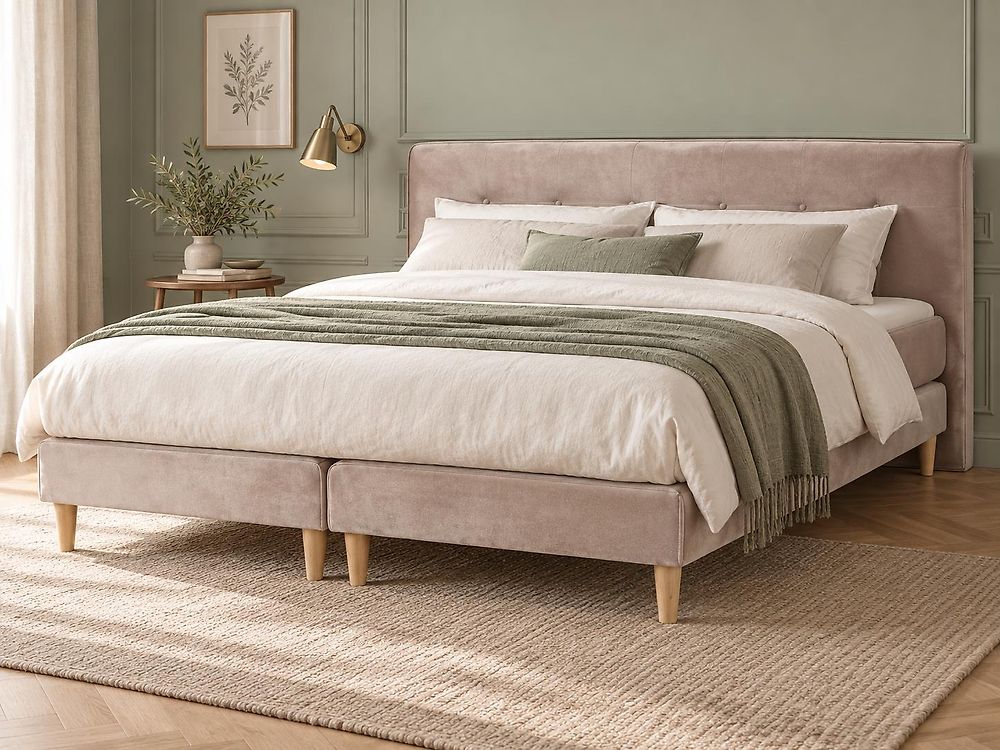 Divan Bed Velvet MARQUISE 160 x 200 cm (EU King Size) Beige