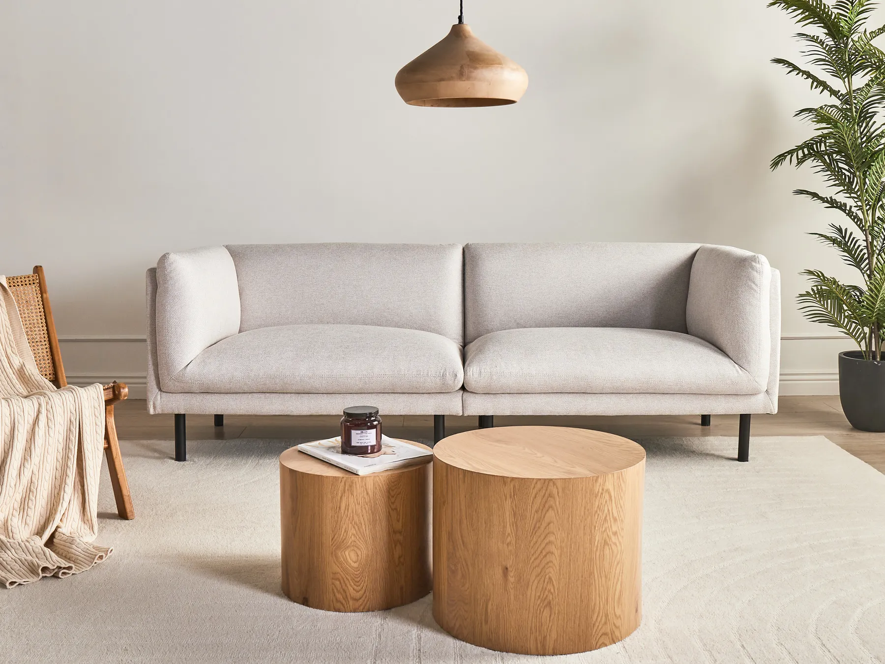 Divano 3 posti VORGOD Tessuto Beige chiaro_996605