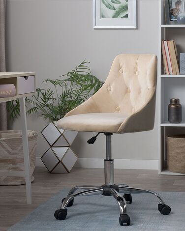 Velvet Desk Chair Beige PARRISH