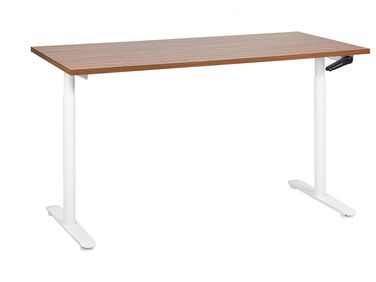 Manuálně nastavitelný psací stůl 160 x 72 cm tmavé dřevo/bílý DESTINAS