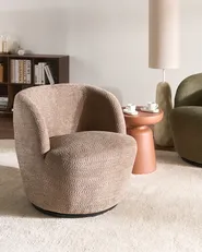Swivel Armchair KUOLPA Chenille Taupe_1070383