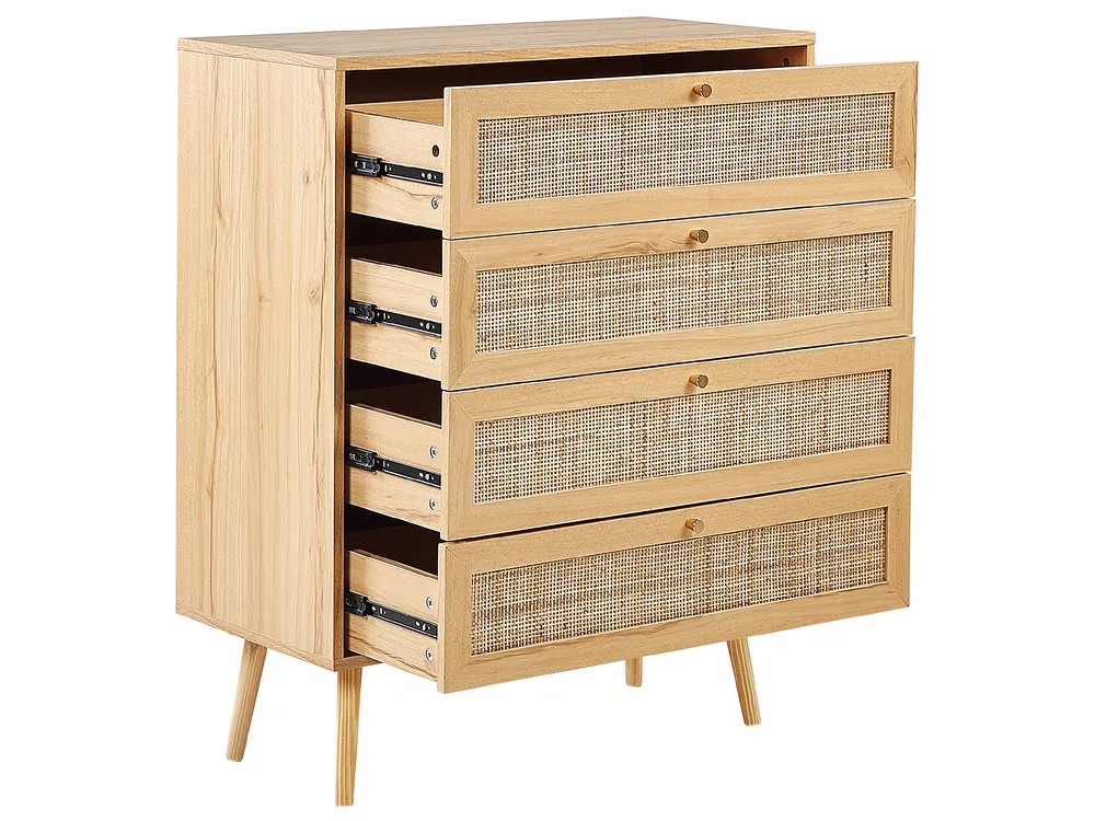 Komoda 4 szuflady PEROTE Rattan Jasnobrązowy_841309