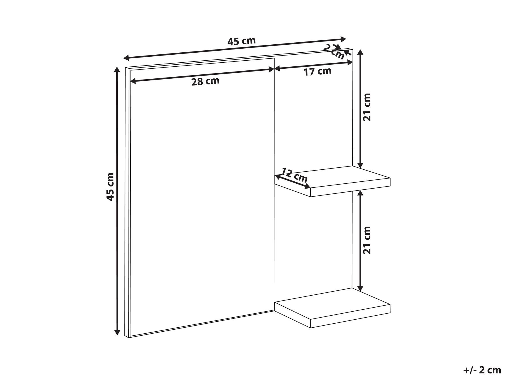 Wall Mirror with Shelf PELOTAS 45 cm 45 cm Marble/ Black_978125