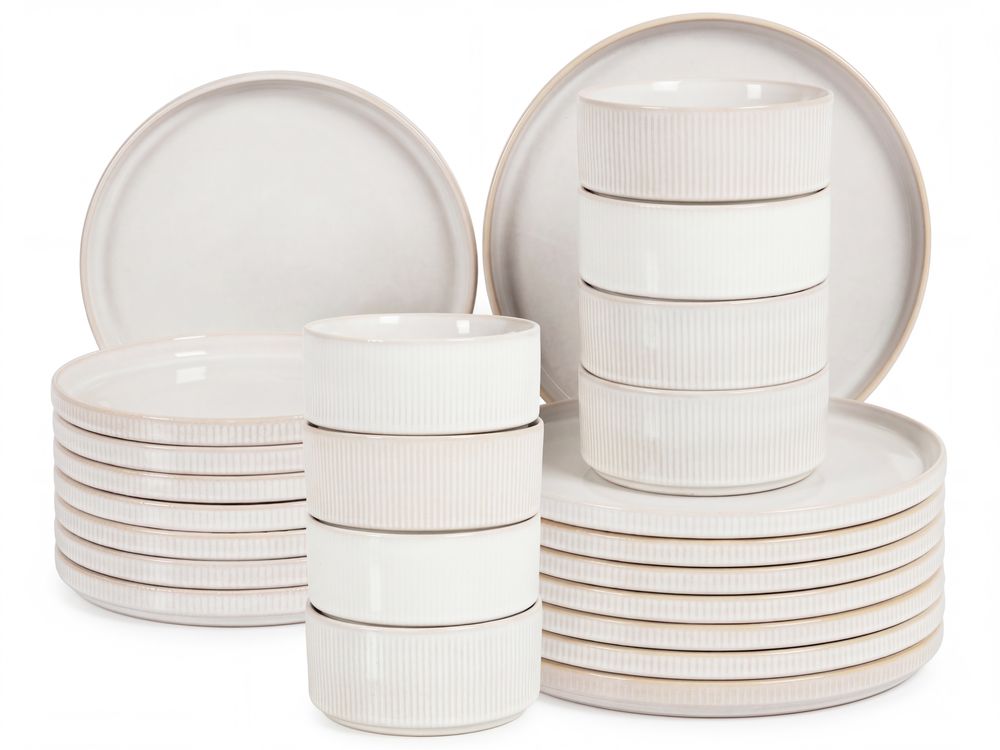 Serviço de jantar de 24 peças SPIKENARD Grés Branco creme