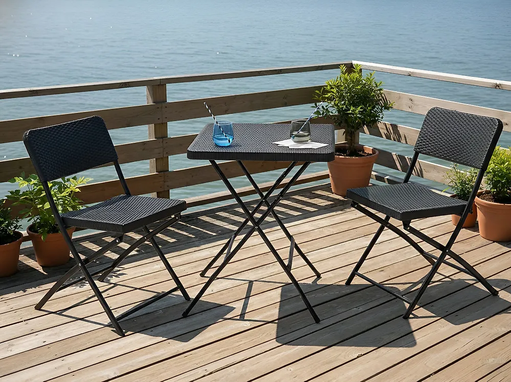 Bistro Set Folding TRAPPETO Black_1173688