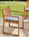 Set di 8 sedie da giardino legno di acacia chiaro con cuscini grigi SASSARI II_923880