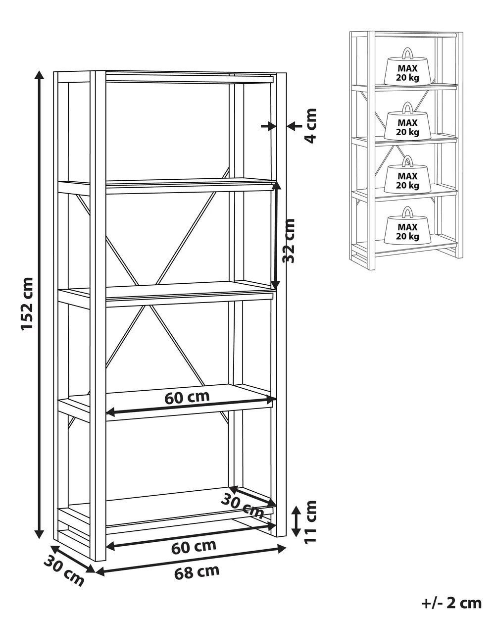 Scaffale multiuso in plastica bianco effetto legno con 5 ripiani e in kit da montaggio Scaffale multiuso in plastica bianco effetto legno con 5 ripiani e in kit da montaggio