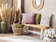 Set di 2 cuscini LARKSPUR 45 x 45 cm Velluto Rosa Trama geometrica_1179842