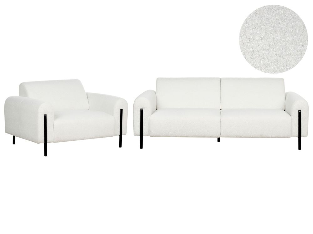 Sofa Set 4-Sitzer ASKIM Bouclé Weiß