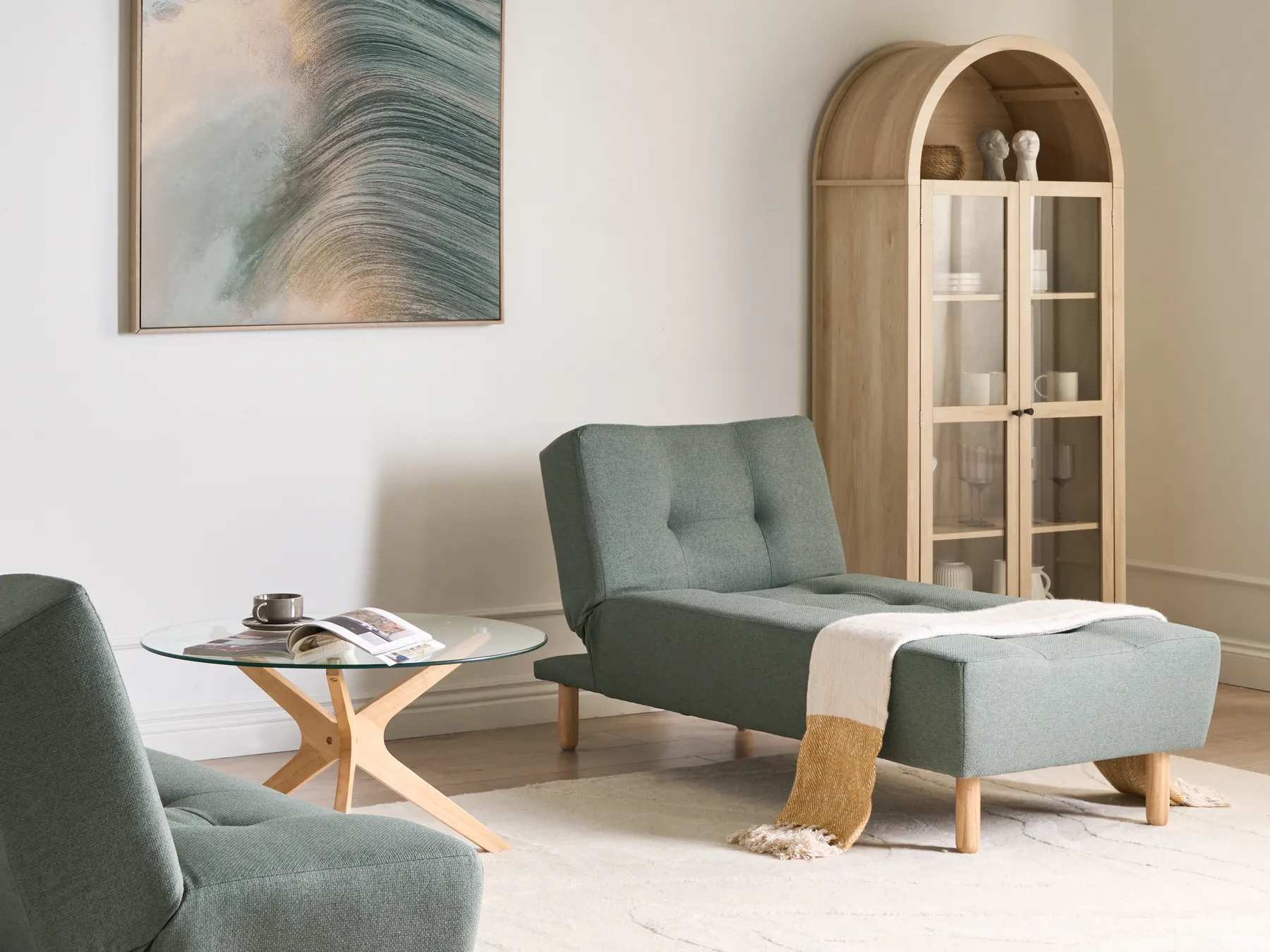 Chaise Longue ALSTEN Fabric Green_1003791