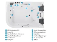 Whirlpool Badewanne Eckmodell mit LED BAYAMO 170 x 120 cm Weiss linksseitig_821992