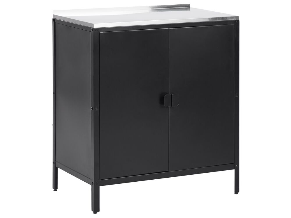 Steel Outdoor Kitchen Cabinet Black VILAMA Beliani