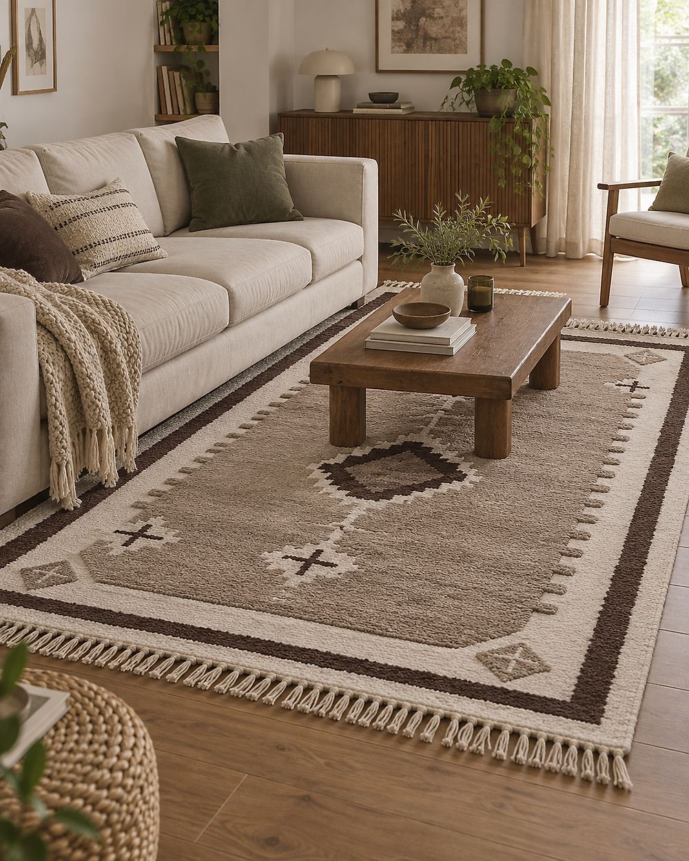 Rug GEYVE Beige 160 x 230 cm Cotton
