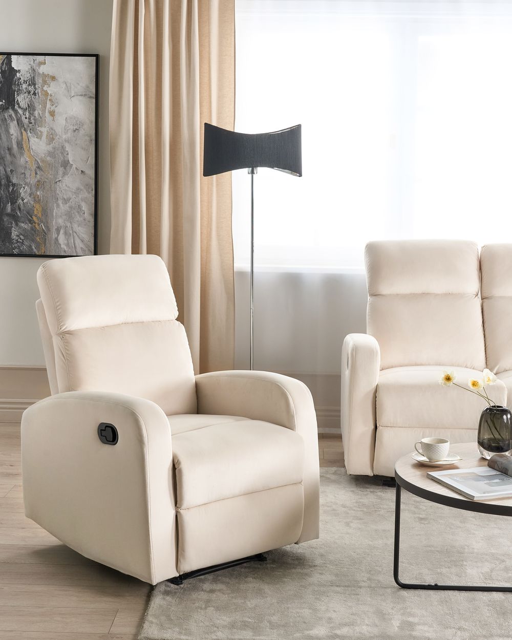 Cream colored recliner chair top