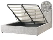 Ottoman Bed MOISSAC Velour Knit Black/ White 180 x 200 cm (EU Super King)_989414