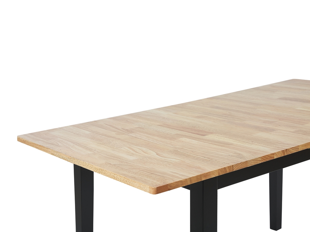 Extending Wooden Dining Table 120 150 x 80 cm Light Wood and Black HOUSTON Beliani