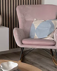 Poltrona a dondolo ELLAN Velluto Rosa_885401