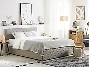 Ottoman Bed ROCHEFORT Faux Leather Taupe 180 x 200 cm (EU Super King)_1179691