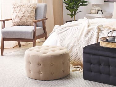 Velvet Pouffe Footstool Sand Beige TAMPA