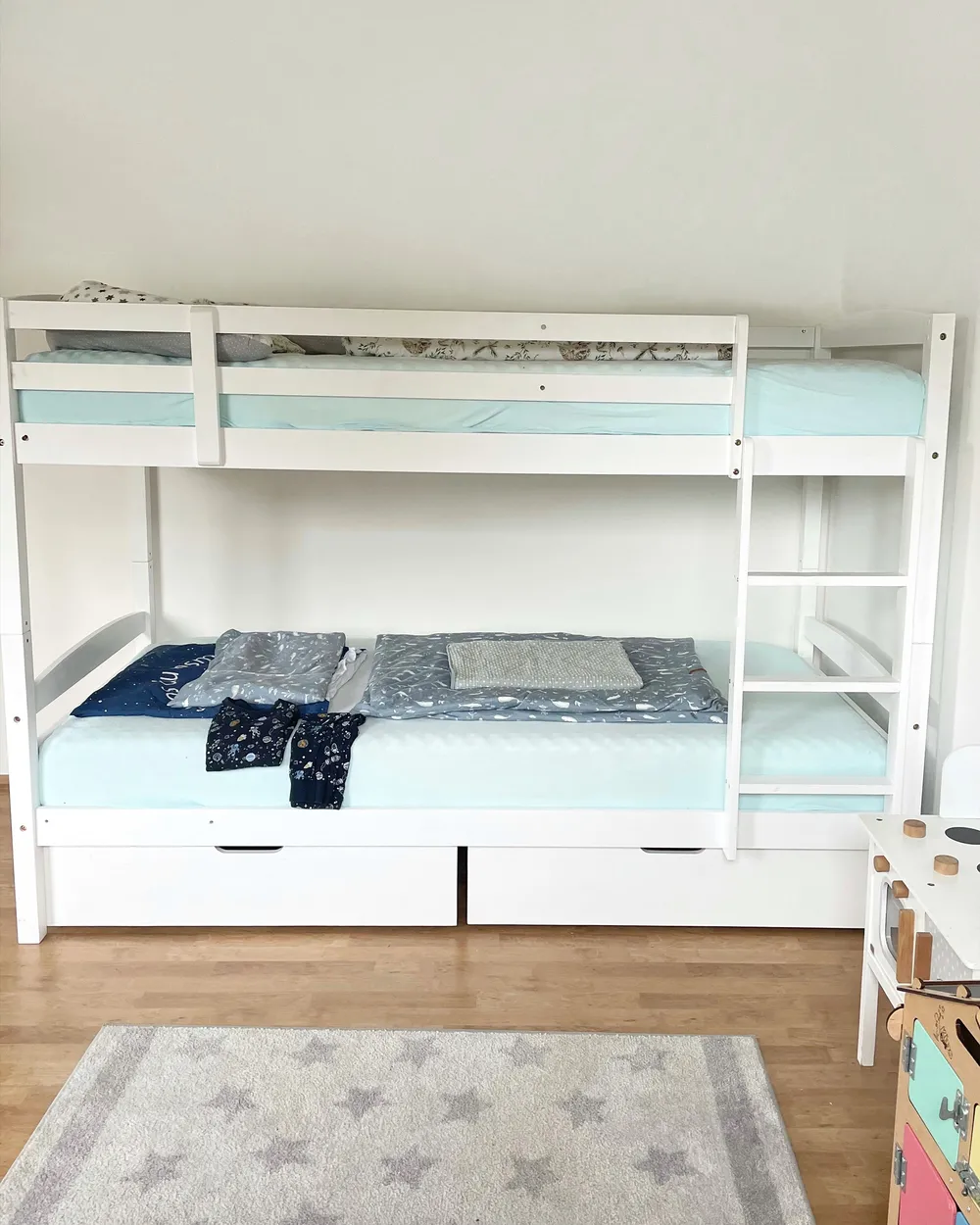 Bunk Bed with Drawers REGAT Pine Wood White 90 x 200 cm (EU Single)_829068